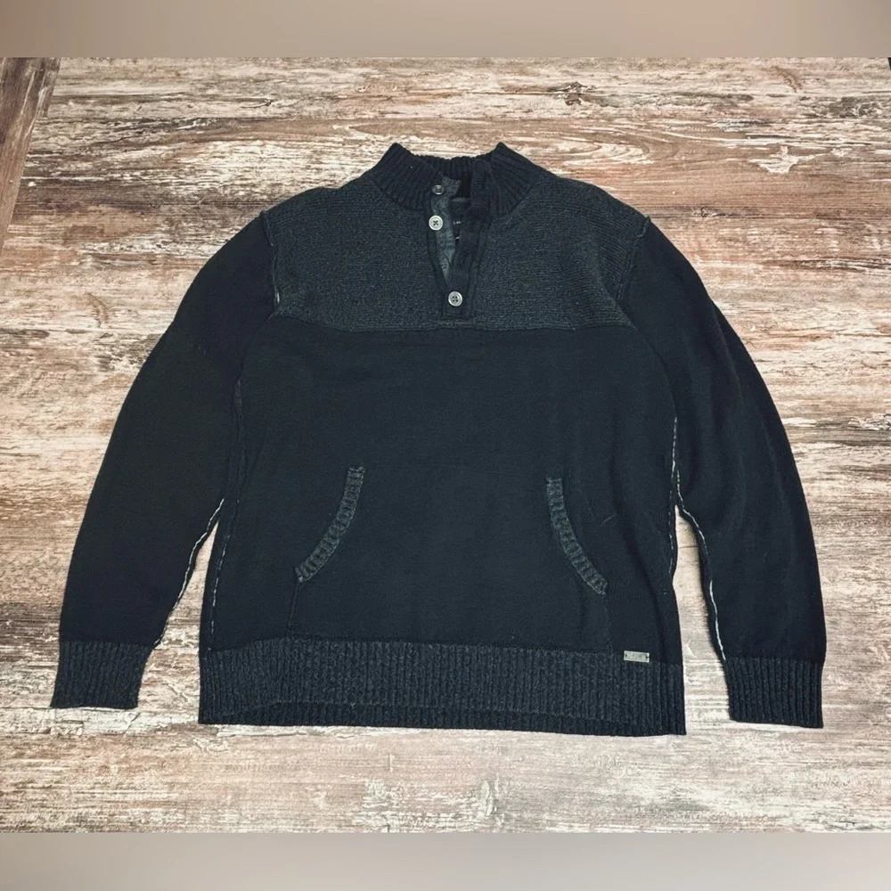 JB Holt Buckle | VGUC Quarter Button Barlow Lincoln Henley Sweater Black Large